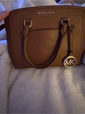 Michael Kors Chestnut Saffiano Leather Satchel with MK Charm